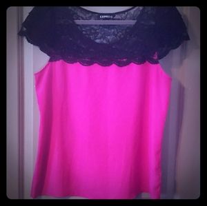 Express hot pink lace top blouse. M